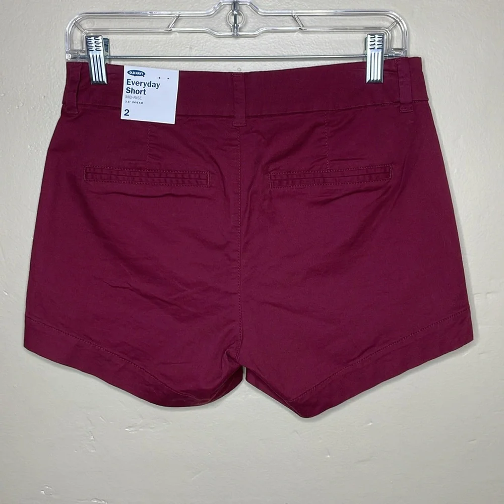 OLD NAVY Everyday Shorts Burgundy Cotton Classic Preppy Chino Style NWT 2